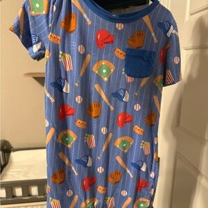 Little Sleepies Blue Baseball Print One Piece